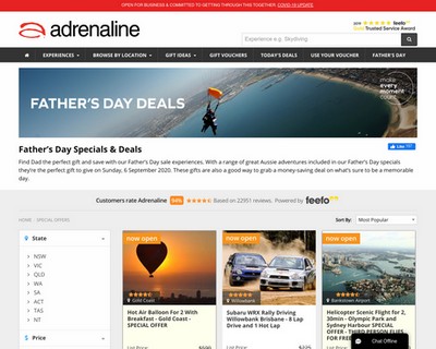 Adrenaline Father's Day Deals | Up to 40% OFF Selected Adventures - Adrenaline